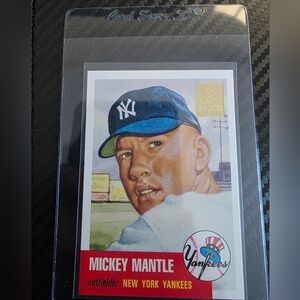 Topps Mickey Mantle Card with Red and Black Highlights